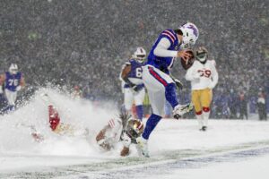 Read more about the article ‘He got me to do it’ – Josh Allen reveals stunning secret after MVP favorite unleashes ‘snow angel’ and makes NFL history with Bills