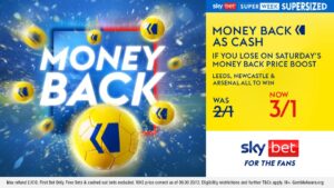 Read more about the article Money Back As Cash If You Lose on 3/1 Price Boost: Leeds, Newcastle & Arsenal to win on SkyBet