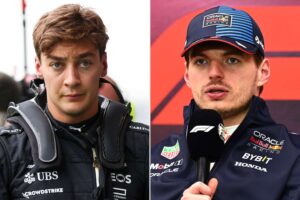 Read more about the article F1’s George Russell Claims Max Verstappen Threatened to Crash into Him and ‘Put My Head in the Wall’