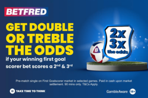 Read more about the article Football betting offer: 2x or 3x odds if your 1st goalscorer scores 2 or 3 on Betfred