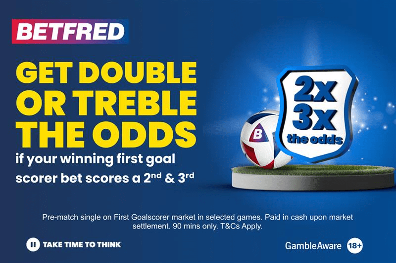 You are currently viewing Football betting offer: 2x or 3x odds if your 1st goalscorer scores 2 or 3 on Betfred