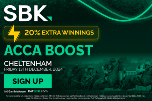 Read more about the article Racing betting offer: Get a 20% Acca Boost on Cheltenham Multiples with SBK