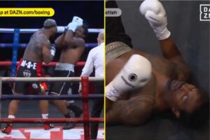 Read more about the article Cruiserweight boxer bounces opponent’s head off the canvas in blistering 30-second KO on Dillian Whyte undercard