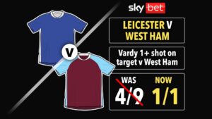 Read more about the article Leicester v West Ham odds boost: Get EVENS on Vardy to have a shot on target with Sky Bet