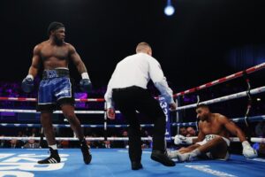 Read more about the article Anthony Joshua and Tyson Fury’s sparring partner scores 90-second ‘KO of the Year’ contender leaving rival splattered on ropes