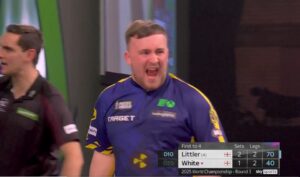 Read more about the article ‘It was massive’ – Luke Littler roars in celebration after winning tense set on way to victory