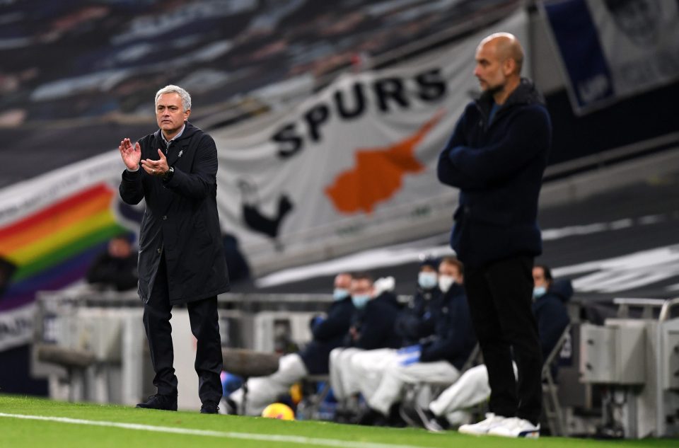 You are currently viewing Pep Guardiola issues four-word response to Jose Mourinho dig and has tense stand-off with reporter