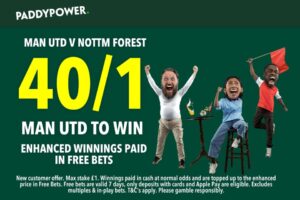 Read more about the article Manchester United v Nottingham Forest betting offer: Get 40/1 on Untied to win with Paddy Power