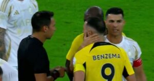 Read more about the article Cristiano Ronaldo drags Karim Benzema away from Portugal teammate after using iconic Real Madrid celebration