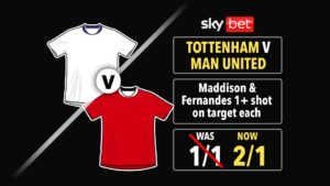 Read more about the article Tottenham v Manchester United odds boost: Get 2/1 on Maddison and Fernandes to have a shot on target each with Sky Bet