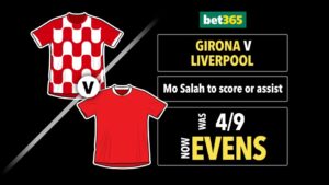 Read more about the article Girona v Liverpool odds boost: Get EVENS on Salah to score or assist with bet365