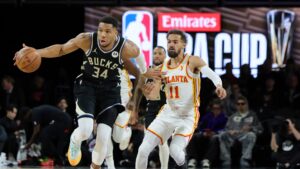 Read more about the article Bucks show turnaround is real, pull away from Hawks to advance to NBA Cup championship game