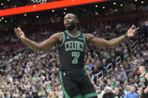 Read more about the article Celtics’ Jaylen Brown fined $25,000 by NBA for making throat-slash gesture toward Pistons’ Isaiah Stewart