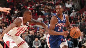 Read more about the article 3 observations after Maxey’s 1st triple-double, Embiid’s giant quarter lead Sixers over Bulls