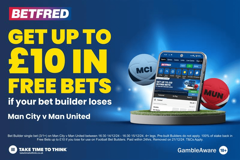 You are currently viewing Man City v Man United offer: Get 100% stake back if your bet builder loses on Betfred