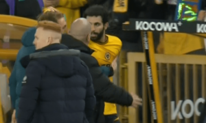 Read more about the article Furious Wolves star carried off pitch by teammate in ugly full-time scenes