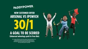 Read more about the article Arsenal vs Ipswich betting offer: Get 30/1 on Arsenal to win on Paddy Power