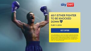 Read more about the article Oleksandr Usyk vs Tyson Fury: 60/1 either fighter knocked down on SkyBet