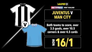 Read more about the article Juventus vs Man City 16/1 bet builder: Get talkSPORT’s Champions League tip on Betfred