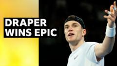 Read more about the article Draper hits stunning forehand to beat Kokkinakis in five-set thriller