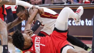 Read more about the article Amen Thompson, Terry Rozier suspended, three others fined in wake of Rockets/Heat fight