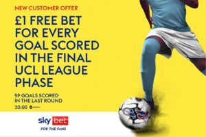 Read more about the article Champions League offer: Get a £1 free bet for every goal scored on Wednesday night with Sky Bet