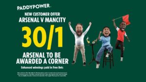 Read more about the article Arsenal v Manchester City betting offer: Get 30/1 on Arsenal to be awarded a corner with Paddy Power