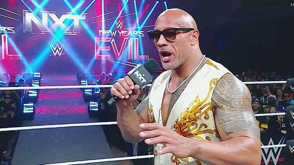 You are currently viewing WWE fans all make the same joke as The Rock appears to forget his lines in ‘brutal’ NXT appearance