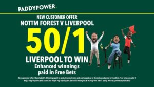 Read more about the article Nottingham Forest v Liverpool betting offer: Get 50/1 on Liverpool to win with Paddy Power