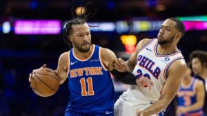 Read more about the article Jalen Brunson scores 38 as Knicks survive 76ers’ late charge for 125-119 overtime win