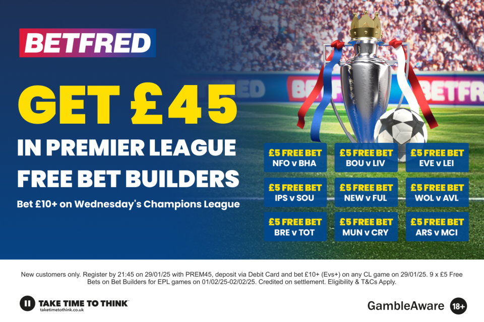 Read more about the article Champions League betting offer: Bet £10 get £45 in bet builders on Betfred