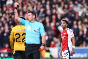 Read more about the article The four video clips Arsenal used to get Myles Lewis-Skelly’s red card overturned