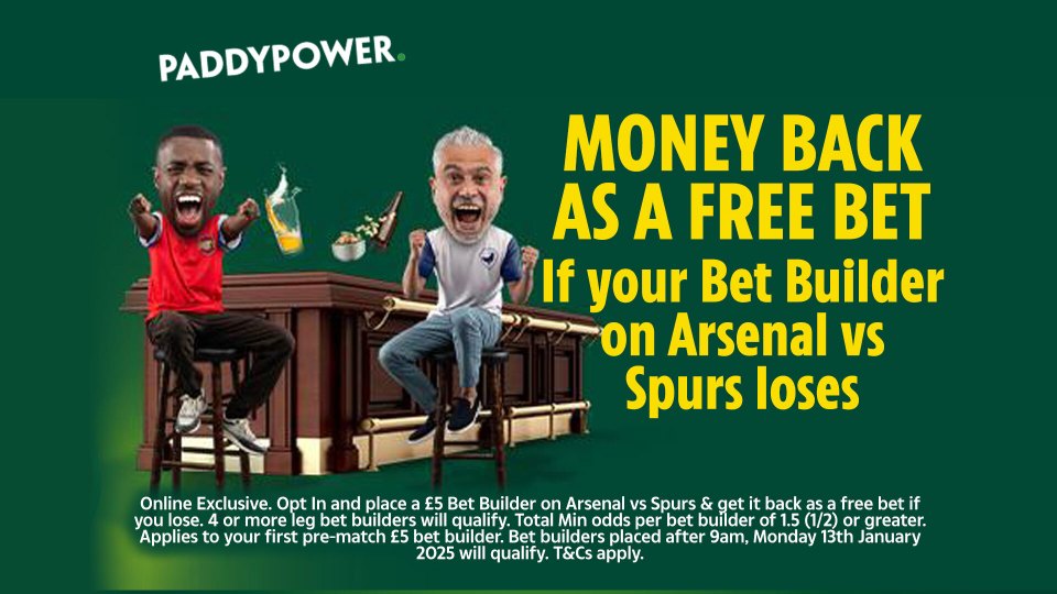 You are currently viewing Arsenal vs Spurs betting offer: Money back as free bet if your bet builder loses on Paddy Power