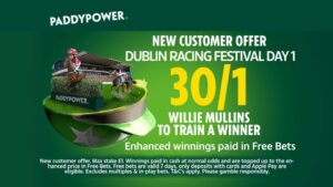 Read more about the article Dublin Racing Festival: Get 30/1 Willie Mullins to train a winner on Paddy Power