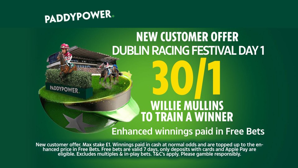 You are currently viewing Dublin Racing Festival: Get 30/1 Willie Mullins to train a winner on Paddy Power