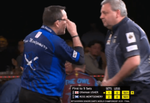 Read more about the article ‘Just calm down’ – Bizarre advice in World Seniors Darts final leaves opponent baffled