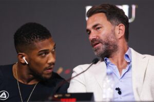 Read more about the article Eddie Hearn sets record straight on Anthony Joshua vs Martin Bakole after Ben Shalom claims fight is ‘signed’