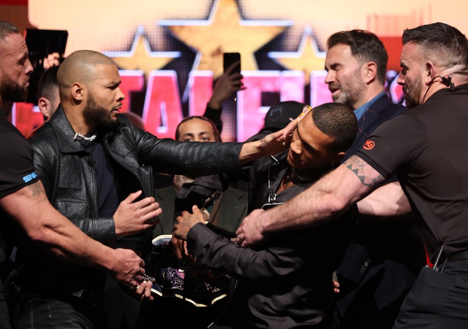 You are currently viewing ‘You are snaky’ – Eddie Hearn and Ben Shalom get into tense backstage argument after Chris Eubank Jr eggs Conor Benn