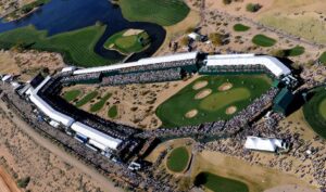 Read more about the article ‘Instant bedlam’ – Tiger Woods shook clubhouse and beers went flying after famous ace at Phoenix Open’s iconic 16th hole