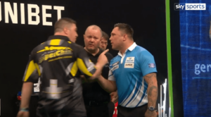 Read more about the article Security forced to separate angry darts stars as shoving match broke out at Premier League