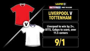 Read more about the article Liverpool v Tottenham 9/1 Bet Builder: Bet £10 and get £50 in free bets with Betfred