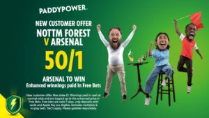 Read more about the article Nottingham Forest v Arsenal betting offer: Get 50/1 on Arsenal to win with Paddy Power