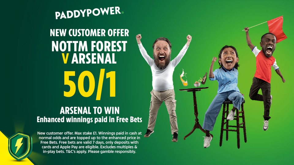 You are currently viewing Nottingham Forest v Arsenal betting offer: Get 50/1 on Arsenal to win with Paddy Power