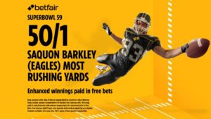 Read more about the article Super Bowl LIX betting offer: Get 50/1 on Saquon Barkley to have most rushing yards with Betfair