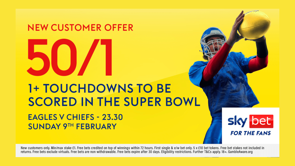 You are currently viewing Super Bowl LIX betting offer: 50/1 on 1+ touchdown scored on Sky Bet