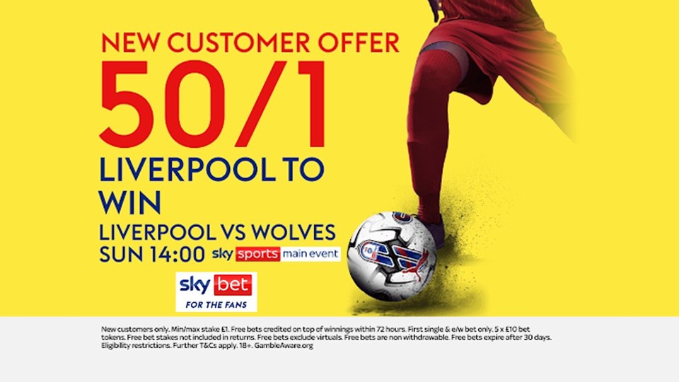 Read more about the article Liverpool v Wolves betting offer: Get 50/1 on Liverpool to win with Sky Bet