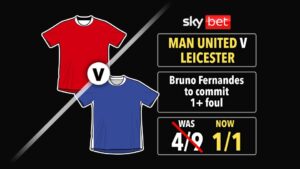 Read more about the article Manchester United v Leicester Super Boost: Get EVENS on Fernandes to commit a foul with Sky Bet