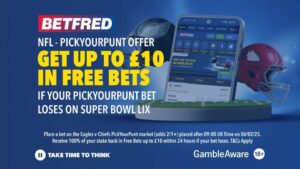 Read more about the article Super Bowl LIX betting offer: Get 100% stake back in Free Bets up to £10 if you lose on Betfred