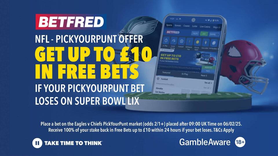 You are currently viewing Super Bowl LIX betting offer: Get 100% stake back in Free Bets up to £10 if you lose on Betfred