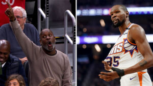 Read more about the article KD, Payton Sr. hilariously exchange words during Warriors-Suns game